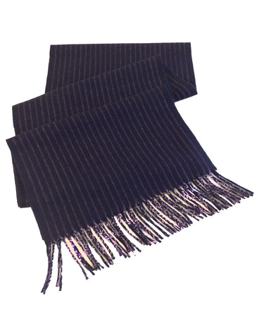 Joshua Ellis Navy Blue X Pink Classic Stripe Brushed Cashmere Scarf